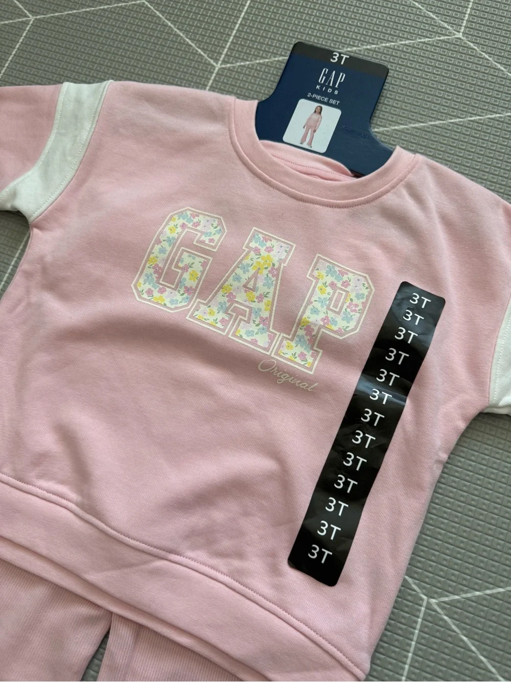 GAP Kids|Baby girl/toddler matching lounge set,floral lettering sweater & flare•